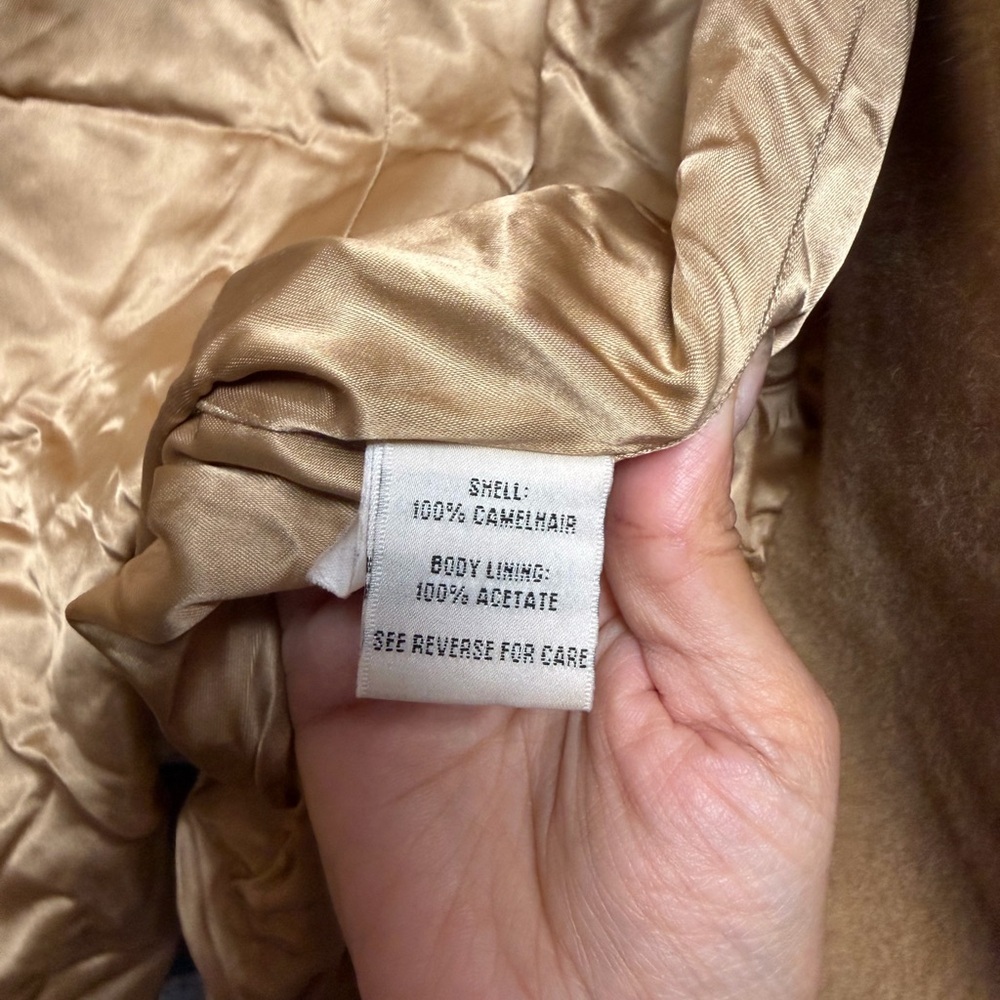 Vintage Larry Levine 100% Camel Hair Coat Women’s 4 US 10 Italy Fabric - Picture 5 of 8